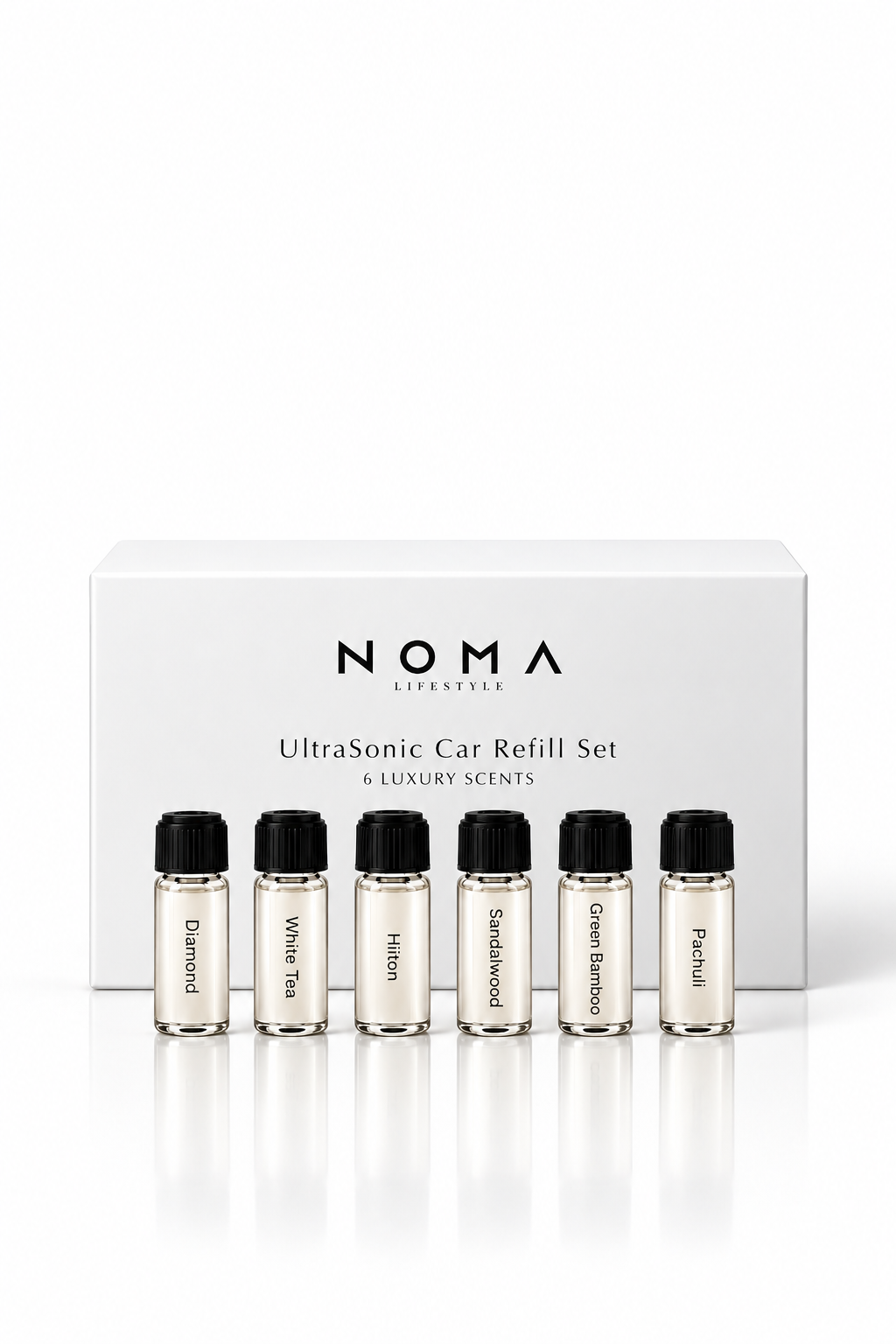 Ultrasonic 'Mini' Car Diffuser Refill Set includes 4ml x 6 fragrance oils